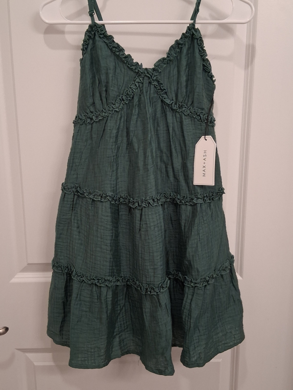 Women's Green Tiered Mini Sundress M